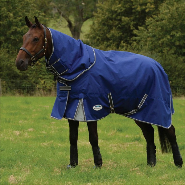 WeatherBeeta ComFiTec Premier Free II Medium-Lite Detach-A-Neck Turnout Rug - Blue / Grey